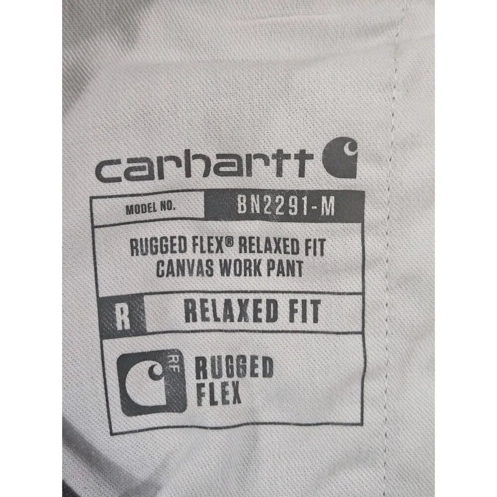 Carhartt Men's BN2291-M Rugged Flex Relaxed Fit Canvas Grey Pants Size 42 x 32